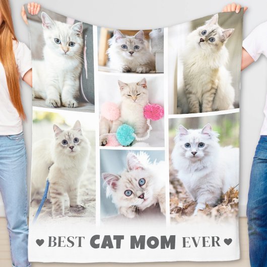 Moderne Gepersonaliseerde Pet Foto Collage Kat Mam Fleece Deken