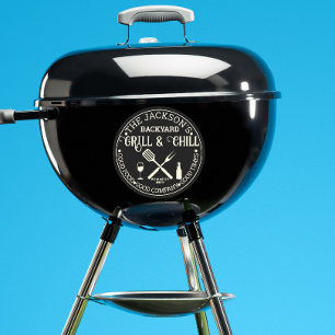 Moderne gepersonaliseerde pitmaster naam Circle Lo Ronde Sticker