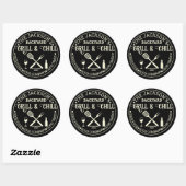 Moderne gepersonaliseerde pitmaster naam Circle Lo Ronde Sticker (Vel)