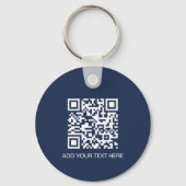 Moderne gepersonaliseerde QR Logo Business Navy Bl Sleutelhanger (Achterkant)