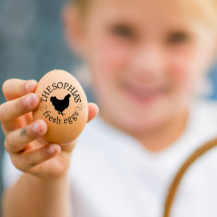Moderne gepersonaliseerde rustieke kip naam ei lie rubberstempel