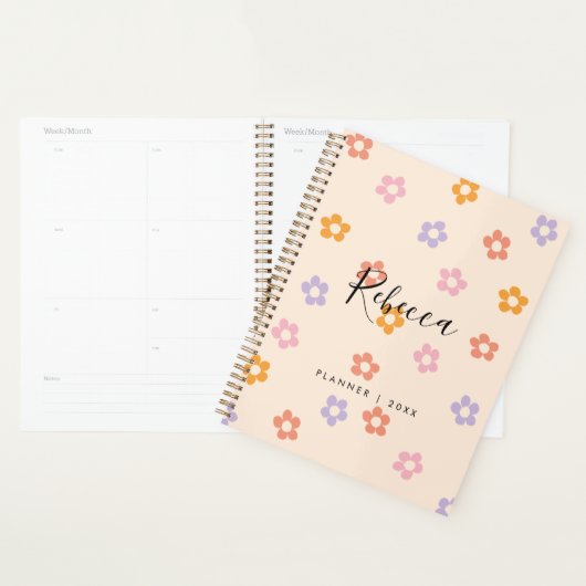 Moderne gepersonaliseerde script monogram bloem 20 planner (Display)
