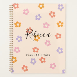 Moderne gepersonaliseerde script monogram bloem 20 planner