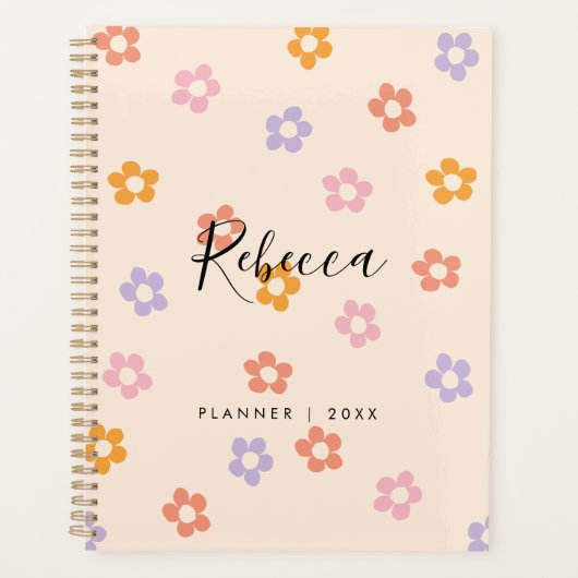 Moderne gepersonaliseerde script monogram bloem 20 planner (Voorkant)