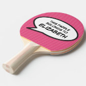 Moderne gepersonaliseerde spraakballon Roze Tafeltennisbatje (Voorkant Gekanteld)