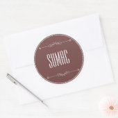 Moderne gepersonaliseerde Sumac Violet Witte Tekst Ronde Sticker (Envelop)