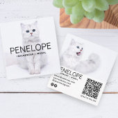 Moderne gepersonaliseerde twee foto scannable QR-c Vierkante Visitekaartje