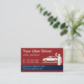 Moderne gepersonaliseerde Uber Driver QR code rood Visitekaartje (Staand voorkant)