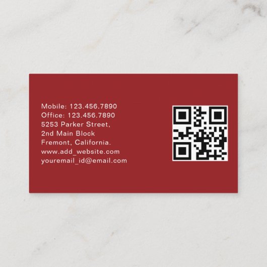 Moderne gepersonaliseerde Uber Driver QR code rood Visitekaartje (Achterkant)