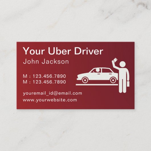 Moderne gepersonaliseerde Uber Driver QR code rood Visitekaartje (Voorkant)