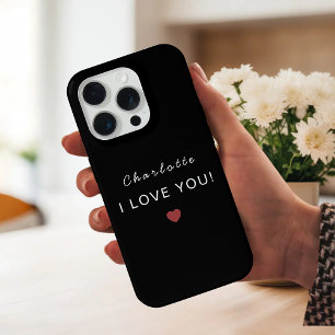 Moderne Gepersonaliseerde Valentijn – Ik Hou van J iPhone 15 Pro Case