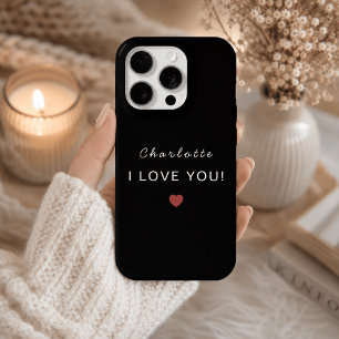 Moderne Gepersonaliseerde Valentijn – Ik Hou van J iPhone 15 Pro Case