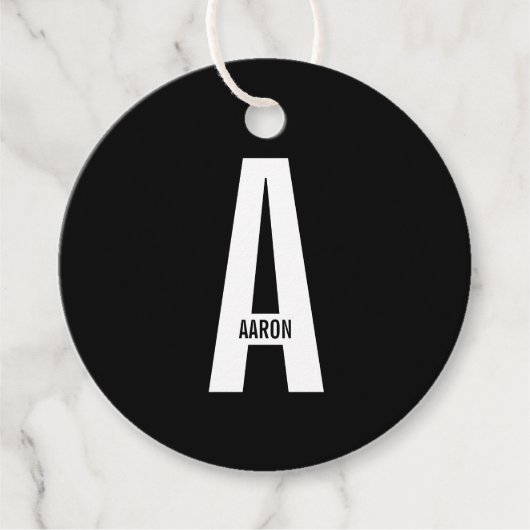 Moderne gepersonaliseerde vette monogram en naam bedankjes labels (Voorkant)
