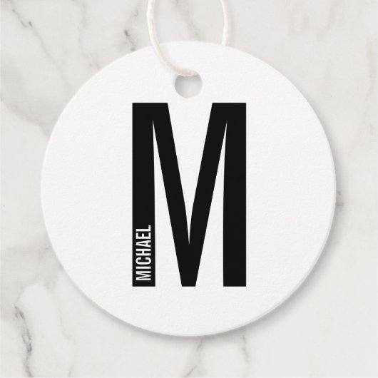 Moderne gepersonaliseerde vette monogram en naam bedankjes labels (Voorkant)
