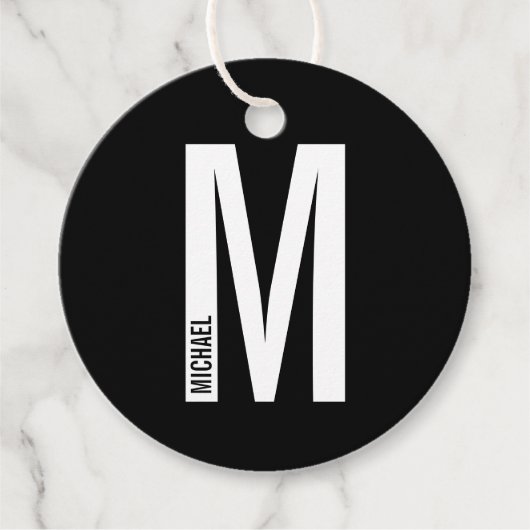 Moderne gepersonaliseerde vette monogram en naam bedankjes labels (Voorkant)