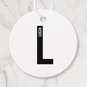 Moderne gepersonaliseerde vette monogram en naam bedankjes labels