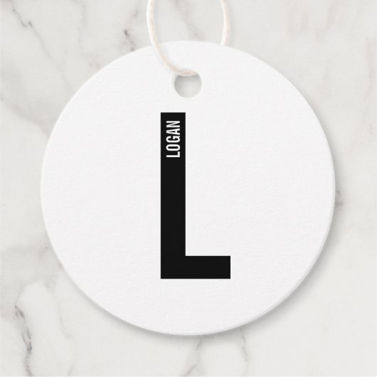 Moderne gepersonaliseerde vette monogram en naam bedankjes labels (Voorkant)