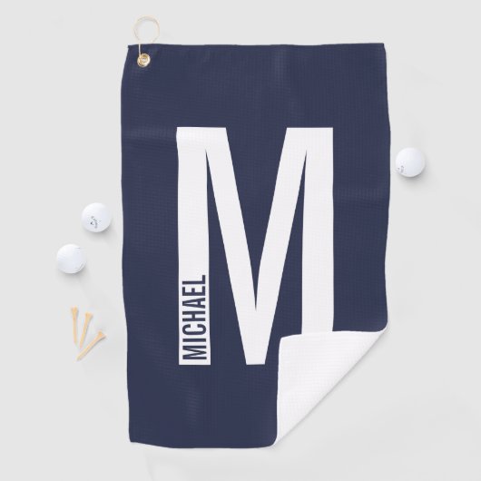 Moderne gepersonaliseerde vette monogram en naam golfhanddoek (Insitu)