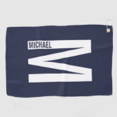 Moderne gepersonaliseerde vette monogram en naam golfhanddoek (Horizontaal)