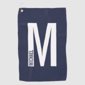 Moderne gepersonaliseerde vette monogram en naam golfhanddoek (Voorkant)