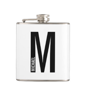 Moderne gepersonaliseerde vette monogram en naam heupfles