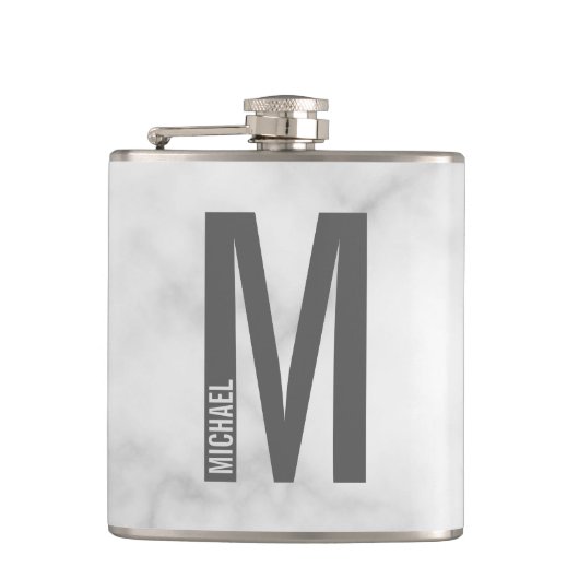 Moderne gepersonaliseerde vette monogram en naam heupfles (Voorkant)