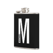 Moderne gepersonaliseerde vette monogram en naam heupfles (Links)