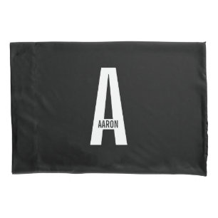 Moderne gepersonaliseerde vette monogram en naam kussensloop