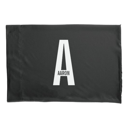 Moderne gepersonaliseerde vette monogram en naam kussensloop (Voorkant)