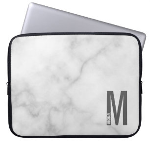 Moderne gepersonaliseerde vette monogram en naam laptop sleeve