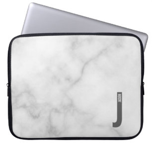 Moderne gepersonaliseerde vette monogram en naam laptop sleeve