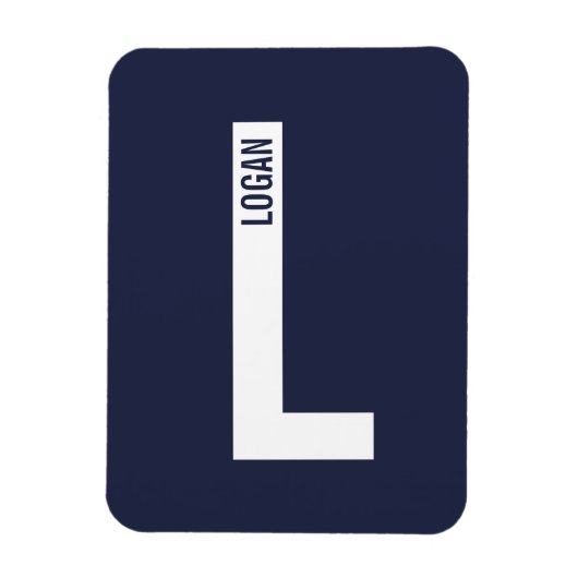 Moderne gepersonaliseerde vette monogram en naam magneet (Verticaal)