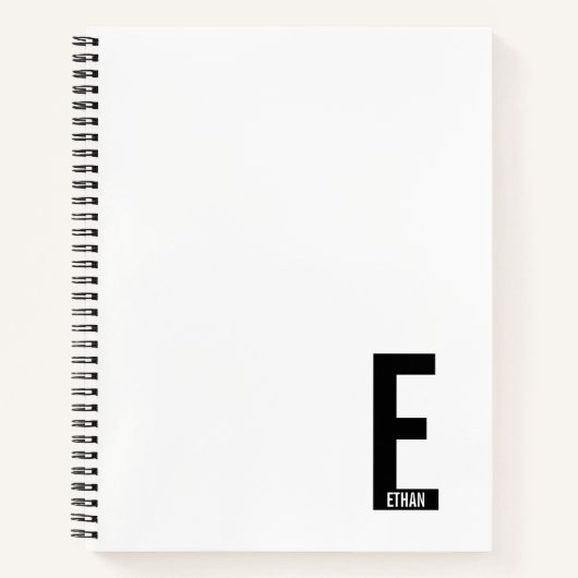 Moderne gepersonaliseerde vette monogram en naam notitieboek (Voorkant)