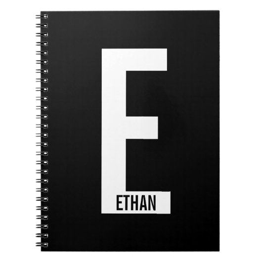 Moderne gepersonaliseerde vette monogram en naam notitieboek (Voorkant)