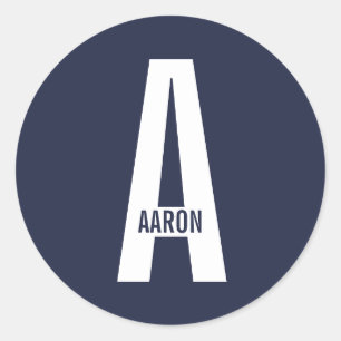 Moderne gepersonaliseerde vette monogram en naam ronde sticker
