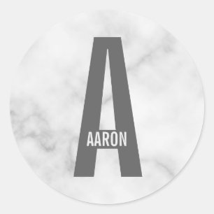 Moderne gepersonaliseerde vette monogram en naam ronde sticker