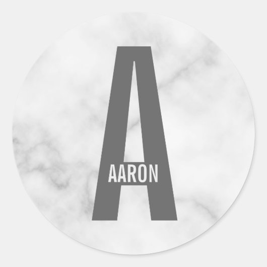 Moderne gepersonaliseerde vette monogram en naam ronde sticker (Voorkant)