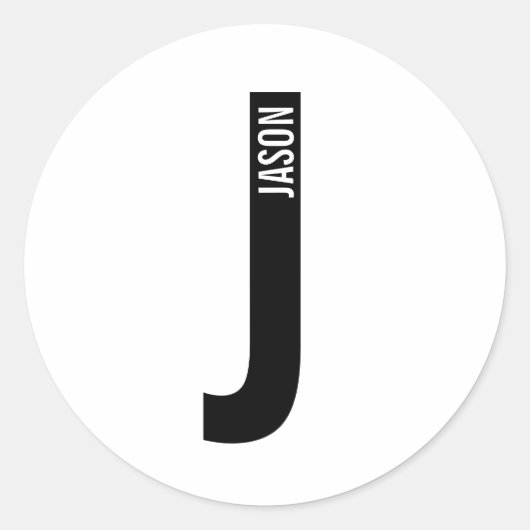 Moderne gepersonaliseerde vette monogram en naam ronde sticker (Voorkant)