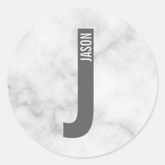 Moderne gepersonaliseerde vette monogram en naam ronde sticker (Voorkant)