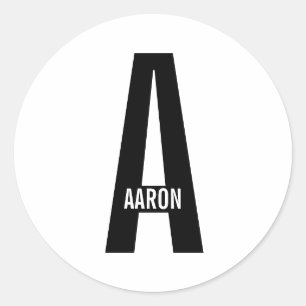 Moderne gepersonaliseerde vette monogram en naam ronde sticker