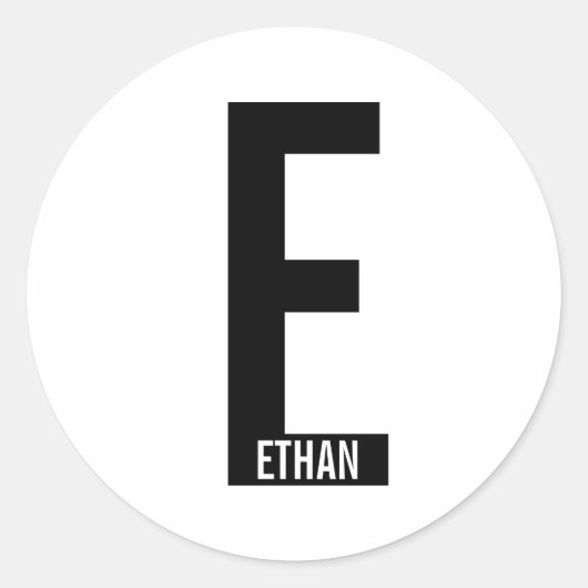 Moderne gepersonaliseerde vette monogram en naam ronde sticker (Voorkant)