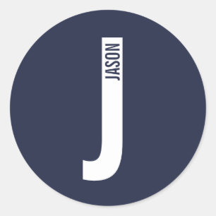 Moderne gepersonaliseerde vette monogram en naam ronde sticker