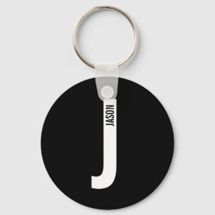Moderne gepersonaliseerde vette monogram en naam sleutelhanger