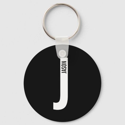 Moderne gepersonaliseerde vette monogram en naam sleutelhanger (Voorkant)
