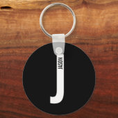 Moderne gepersonaliseerde vette monogram en naam sleutelhanger (Voorkant)
