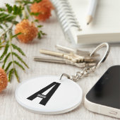 Moderne gepersonaliseerde vette monogram en naam sleutelhanger (Voorkant Rechts)