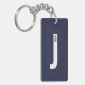 Moderne gepersonaliseerde vette monogram en naam sleutelhanger (Voorkant Links)