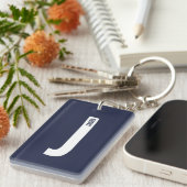 Moderne gepersonaliseerde vette monogram en naam sleutelhanger (Voorkant Rechts)