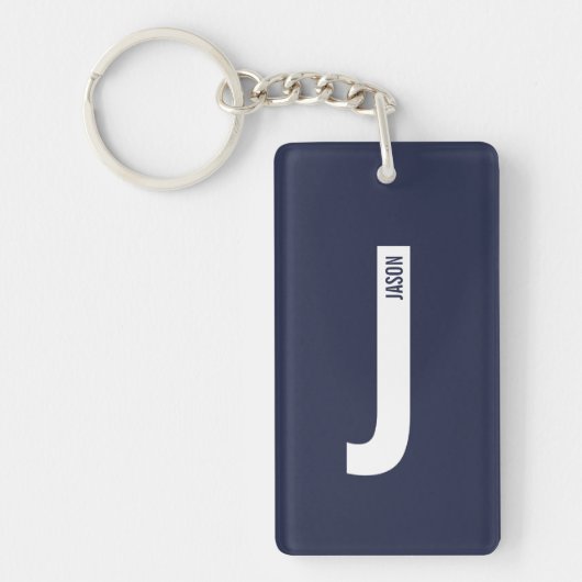 Moderne gepersonaliseerde vette monogram en naam sleutelhanger (Voorkant)