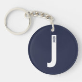 Moderne gepersonaliseerde vette monogram en naam sleutelhanger (Voorkant)